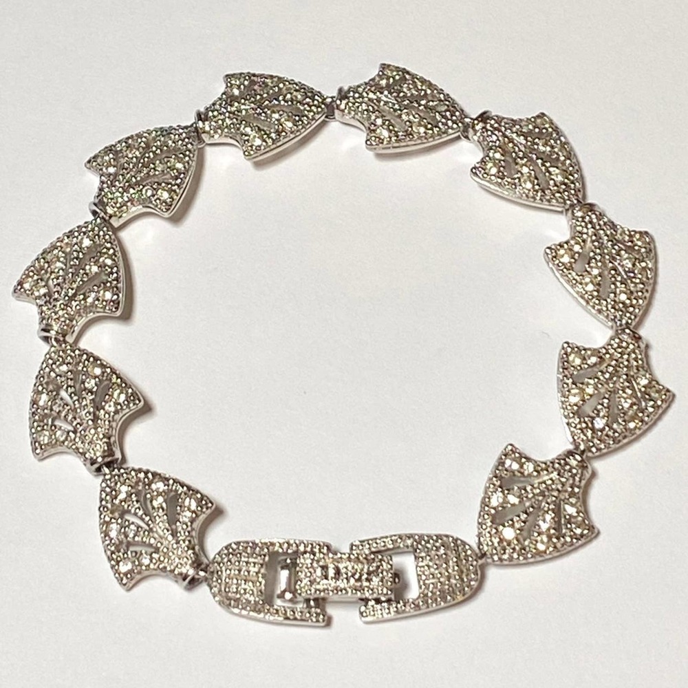 Christian Dior Silver Crystal Rhinestone Logo Filigree ICY BLING Chain Bracelet - Picture 12 of 12